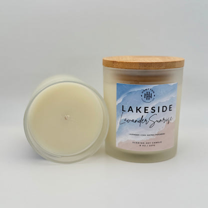 Lakeside Lavender Sunrise Candle white back ground
