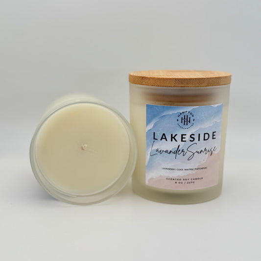 Lakeside Lavender Sunrise Candle white back ground